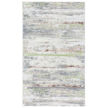 Covor Lines 125x200cm Premium, 70% Polyester și 30% Polipropilenă, Design Modern, Gri/Bej/Verde, Densitate 2500 gr/m2