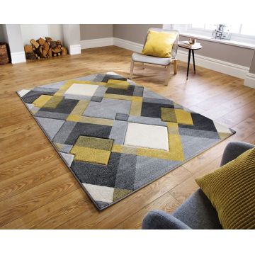 Covor Nimbus Grey/Ochre, Flair Rugs, 200x290 cm, polipropilena, gri/ocru