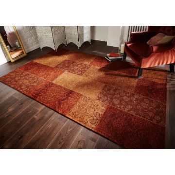Covor Parchwork Chenille, Flair Rugs, 120x170 cm, fibre acrilice, teracota