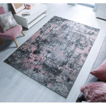 Covor Wonderlust, Flair Rugs, 80x150 cm, polipropilena, gri/roz