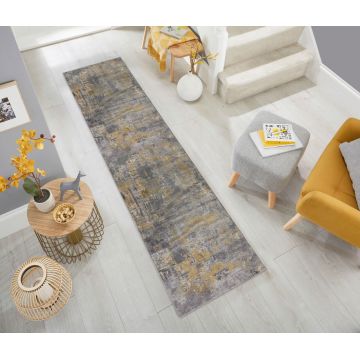 Covor Wonderlust Grey/Ochre, Flair Rugs, 80x300 cm, polipropilena, gri/ocru