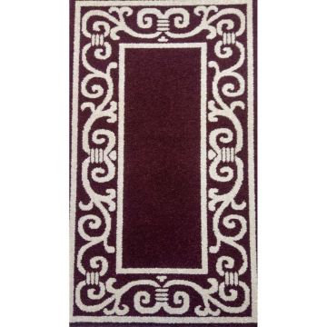 Covor bucatarie Fresco 5025-715, polipropilena, model geometric rosu inchis, 60 x 100 cm