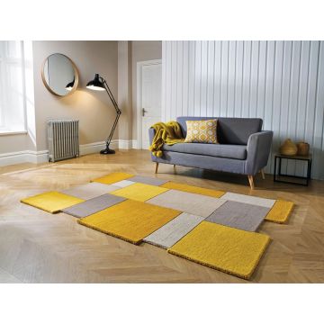 Covor Collage Ochre/Natural, Flair Rugs, 200x290 cm, lana, ocru