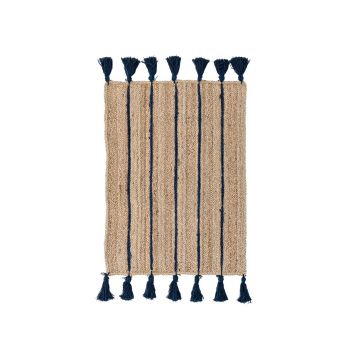 Covor Jalaja, Bizzotto, 60x90 cm, iuta/bumbac, natural/albastru