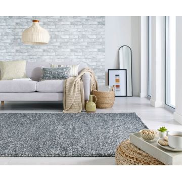 Covor Minerals Dark Grey, Flair Rugs, 160x230 cm, lana/poliester, gri inchis