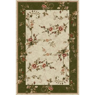 Covor modern Lotus 1517/130 polipropilena heat-set, model floral bej-verde, 150 x 230 cm
