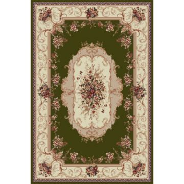 Covor modern Lotus 507/301, polipropilena heat-set, model floral bej-verde, 80 x 150 cm