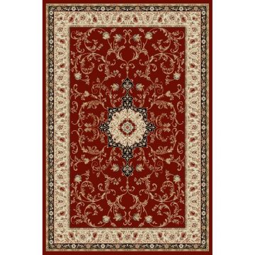 Covor modern Lotus 523/210, polipropilena heat-set, model floral bej-visiniu, 150 x 230 cm