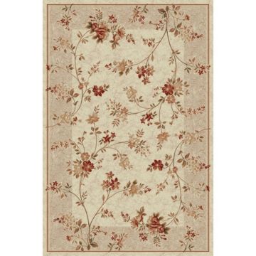 Covor modern Lotus 551/100, polipropilena, model floral, bej, 60 x 110 cm