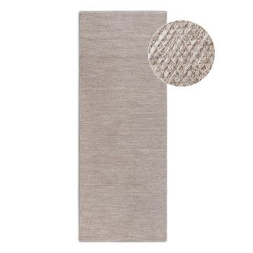 Covor tip traversă bej țesut manual din amestesc de lână 80x200 cm Pradesh Linen White – Elle Decoration