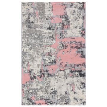 100x200 cm Covor Timeless, Premium, Design Nou Modern, Culore Roz/Crem/Gri, Fir 10mm, 70% Polyester și 30% Polipropilenă