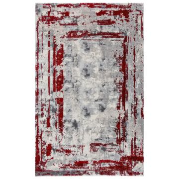 125x200 cm Covor Fusion, Premium, Culoare Rosu/Crem/Gri, Pentru Living/Hol/Dormitor, Modern, 70% Polyester / 30% Polipropilenă