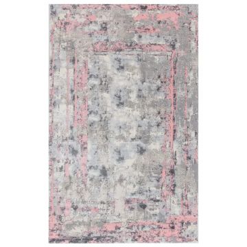 125x200 cm Covor Fusion, Premium, Culoare Roz/Crem/Gri, Pentru Living/Hol/Dormitor, Modern, 70% Polyester / 30% Polipropilenă