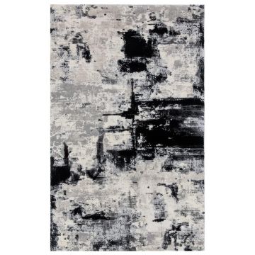 80x150 cm Covor Timeless, Premium, Design Nou Modern, Culore Negru/Gri/Crem, Fir 10mm, 70% Polyester și 30% Polipropilenă