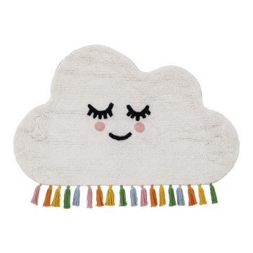 Covor pentru copii alb din bumbac 60x100 cm Cloud – Ixia
