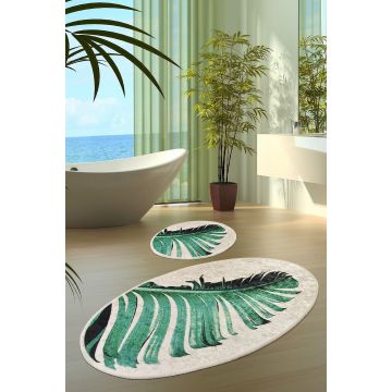 Set Covor de baie (2 bucăți), Verde, 50x60 cm ieftin