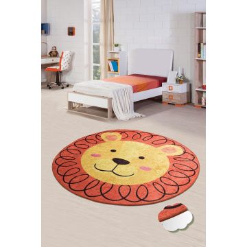Covor de Copii Rotund  Leu, Multicolor, 140x140 cm