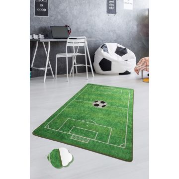 Covor de Copii Teren Football, Verde, 100x160 cm
