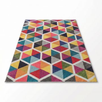 Covor Living - Hol Curcubeu, Lavabil, Antiderapant, Multicolor, 80x150 cm