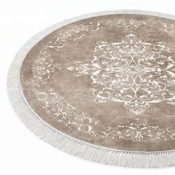 Covor Rotund Lavabil și Antiderapant, Bej ieftin