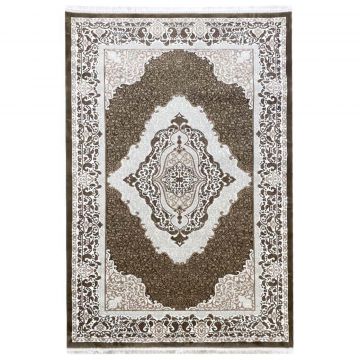 Covor 200x300cm living/dormitor, 70% Polyester și 30% Bumbac, Design Clasic Traditional, Maro, Densitate 2800 gr/m2
