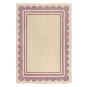 Covor mov/în culoare naturală țesut manual din lână 160x230 cm Lois Scallop – Flair Rugs ieftin