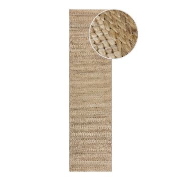 Covor tip traversă în culoare naturală țesut manual din chenaf 60x230 cm Drew Stripe – Flair Rugs ieftin