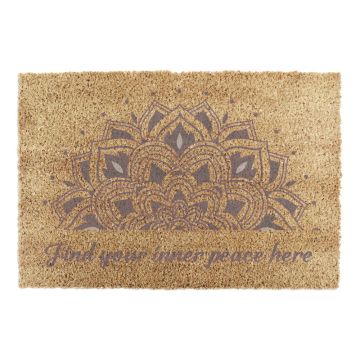 Covoraș de intrare din fibre de nucă de cocos 40x60 cm Find Your Inner Peace – Artsy Doormats