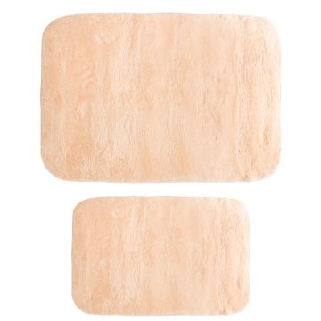 Set 2 covorașe baie PWC-0055 microfibre, Roz, 90x60 cm