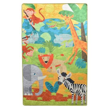 Covor antiderapant pentru copii Chilai Animals, 100 x 160 cm