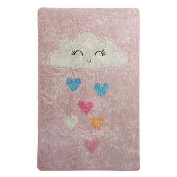 Covor antiderapant pentru copii Chilai Baby Cloud, 100 x 160 cm, roz
