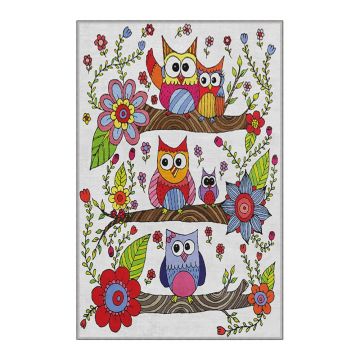 Covor antiderapant pentru copii Conceptum Hypnose Owls, 100 x 200 cm