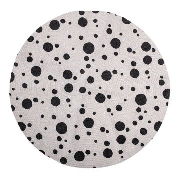 Covor pentru copii Bloomingville Mini Dots, ⌀ 80 cm, gri-negru