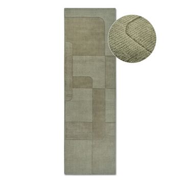 Covor tip traversă verde țesut manual din lână 80x250 cm Charlotte – Villeroy&Boch