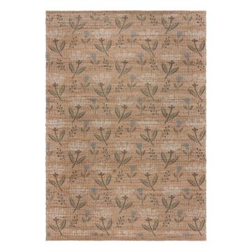 Covor Ã®n culoare naturalÄÈu009Besut manual din amestec de iutÄ200x290 cm Ariana Jute Floral âu0080Flair Rugs