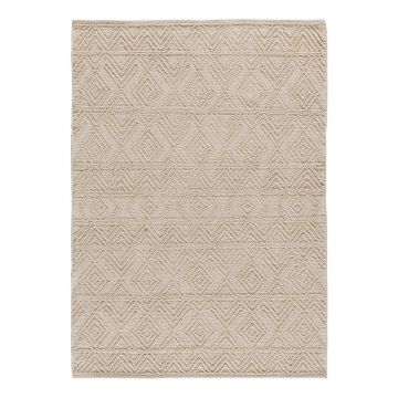 Covor crem lavabil/țesut manual din bumbac reciclat 120x170 cm Pamuk – Universal