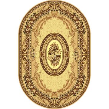 Covor clasic Gold 042/12A, polipropilena BCF, bej/maro, 100 x 200 cm