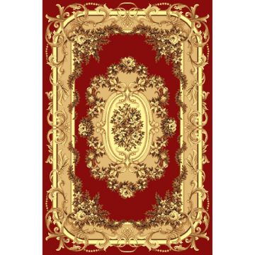 Covor clasic Gold 230/22, polipropilena BCF, rosu/bej, 60 x 110 cm ieftin