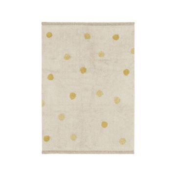 Covor pentru copii galben ocru/crem lavabil/țesut manual din bumbac 120x160 cm Hippy Dots Honey – Lorena Canals