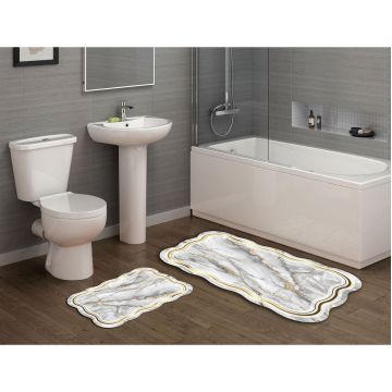 Set covorase de baie 2 piese, Alanur Home, 21019015Kr, Poliester, Crem