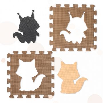 Covoras tip puzzle pentru copii, Ikonka, cu 9 elemente din spuma eva, dimensiune 85 x 85 cm, bejmaro