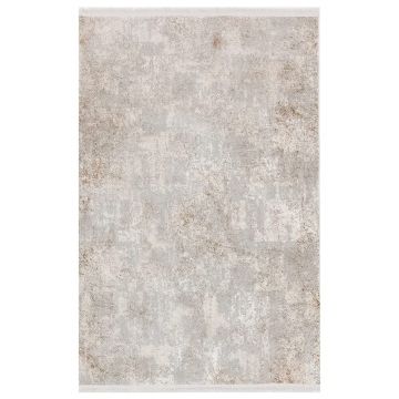 80x150 cm Covor Crem/Bej, Design Modern pentru Living, Hol, Dormitor, Margini cu Franjuri, Model Tivora