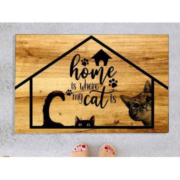 Covoras Intrare Cat House, 40x60 cm, Cauciucat
