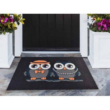 Covoras Intrare Night Owl, 40x60 cm, Cauciucat