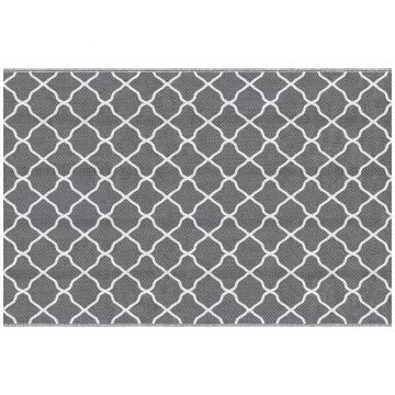 Outsunny Covor pentru Exterior 182x274 cm Reversibil, Covor Pliabil din Polipropilen 310 g/m² Gri si Alb