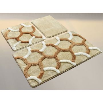 Set 3 Covorase de Baie Elegant Bej (Acryl)