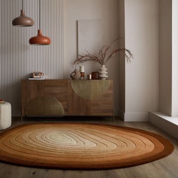 Covor oval Puddle Ombre Wool Maro 200x290 cm, Flair Rugs