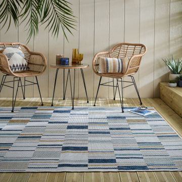 Covor Rosco Geo Outdoor Albastru 120x170 cm, Flair Rugs
