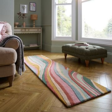 Covor traversa Abstract Flow Roz 60x230 cm, Flair Rugs