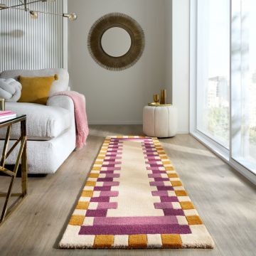 Covor traversa Lois Scallop Kai Wool Verde 60X230 cm, Flair Rugs